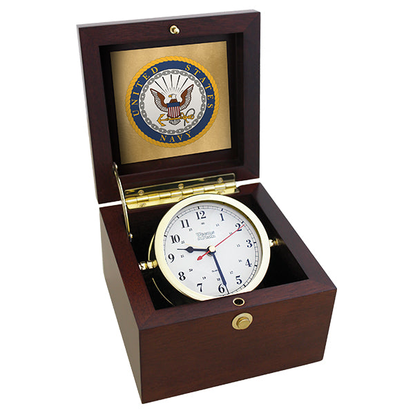 Weather Scientific Weems & Plath U.S. Navy Square Box Alarm Clock - #7 Emblem Weems & Plath