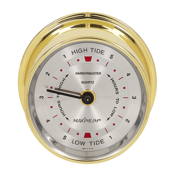 Weather Scientific Maximum Inc. Harbormaster Time and Tide Clock in Brass, Nickel, Chromo Maximum