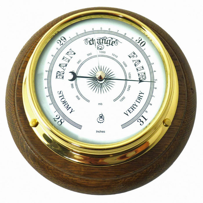 Weather Scientific Tabic Clocks Handmade Solid Brass Traditional Barometer Mounted on an English Oak Wall Mount Tabic Clocks