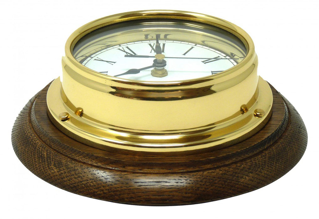 Weather Scientific Tabic Clocks Handmade Solid Brass Roman Clock Mounted on an English Oak Wall Mount Tabic Clocks