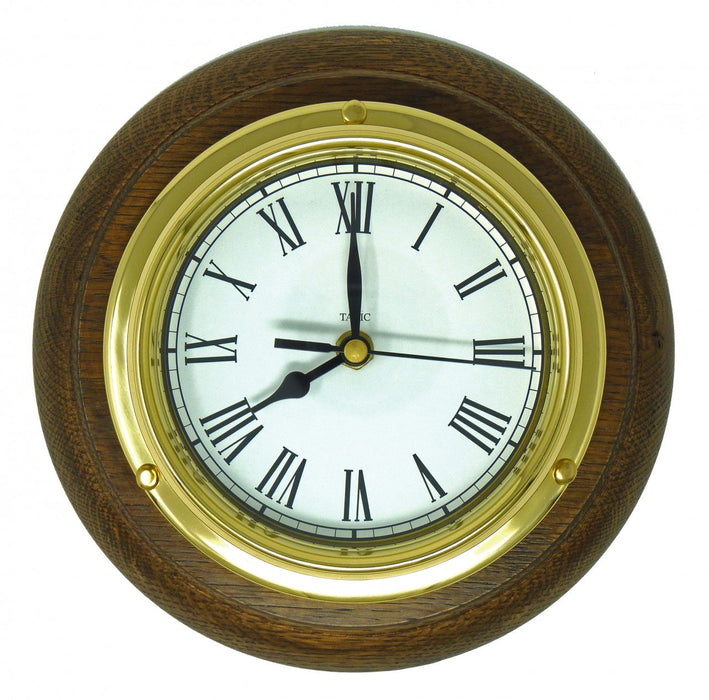 Weather Scientific Tabic Clocks Handmade Solid Brass Roman Clock Mounted on an English Oak Wall Mount Tabic Clocks