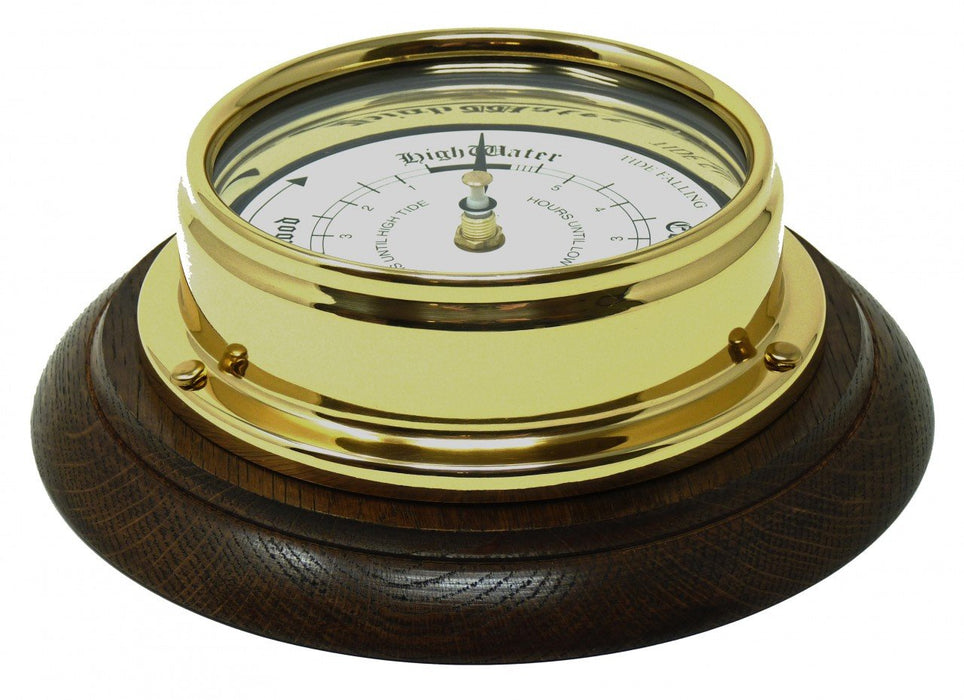 Weather Scientific Tabic Clocks Handmade Solid Brass Tide Clock Mounted on an English Oak Mount Tabic Clocks