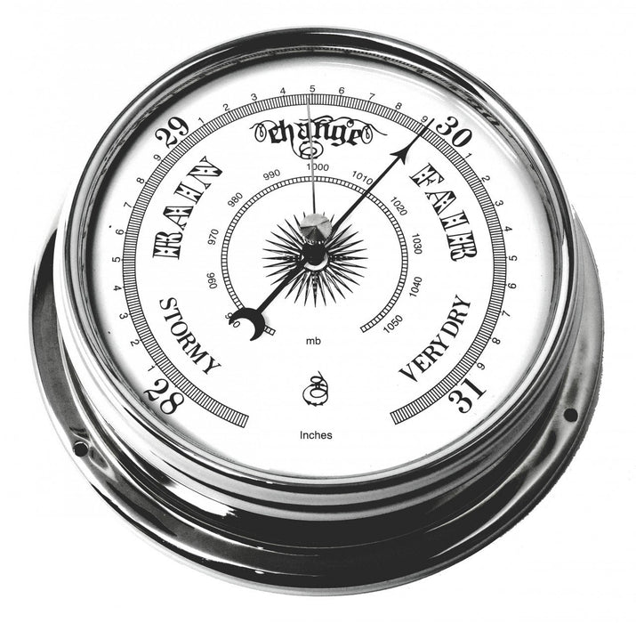 Weather Scientific Tabic Clocks Handmade Traditional Barometer in Chrome with White Dial. Tabic Clocks