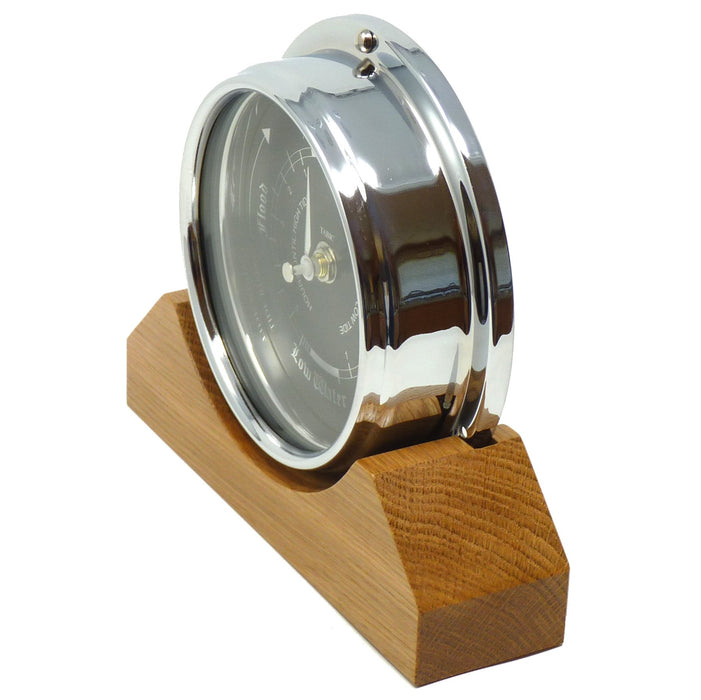 Weather Scientific Tabic Clocks Handmade Prestige Tide Clock in Chrome on an English Oak Mantel/Display Mount Tabic Clocks