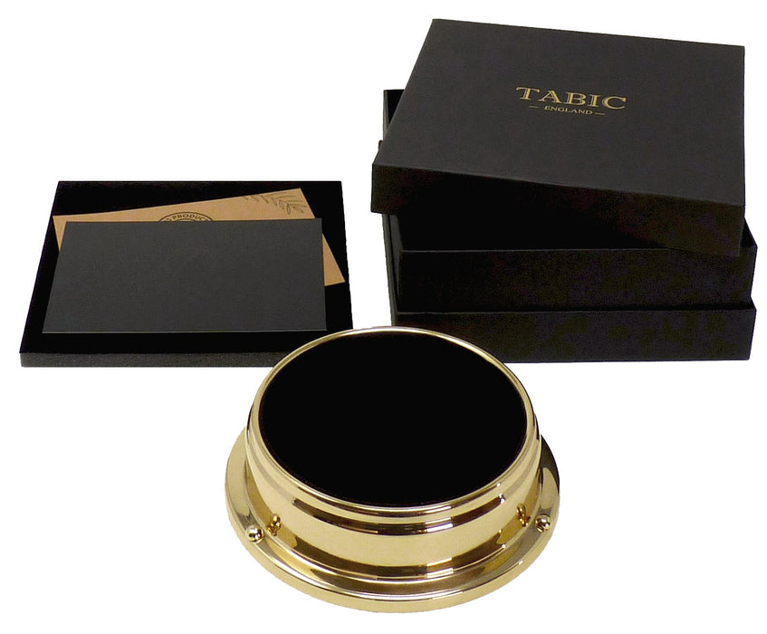 Weather Scientific Tabic Clocks Handmade Prestige Moon Phase Clock in Solid Brass With A Jet Black Dial created with a mirrored backdrop Tabic Clocks