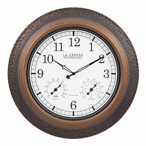 Weather Scientific La Crosse Technology 433-3256A-INT 21" Indoor/Outdoor Atomic Metal Wall Clock LaCrosse Technology
