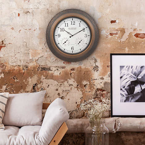 Weather Scientific La Crosse Technology 433-3256A-INT 21" Indoor/Outdoor Atomic Metal Wall Clock LaCrosse Technology