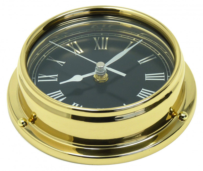 Weather Scientific Tabic Clocks Handmade Prestige Roman Numeral Clock in Solid Brass With a Jet Black Dial. Tabic Clocks