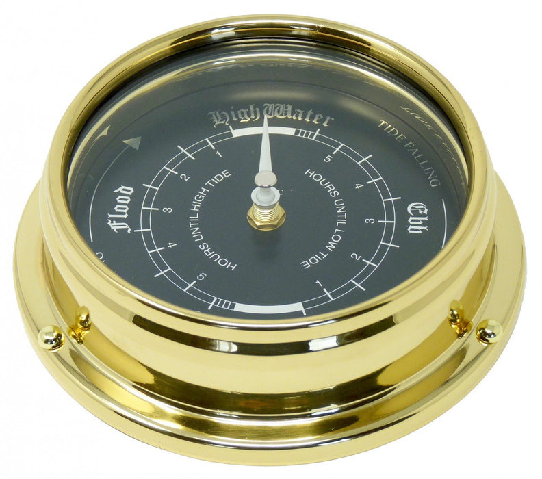 Weather Scientific Tabic Clocks Handmade Prestige Tide Clock in Solid Brass With a Jet Black Dial. Tabic Clocks