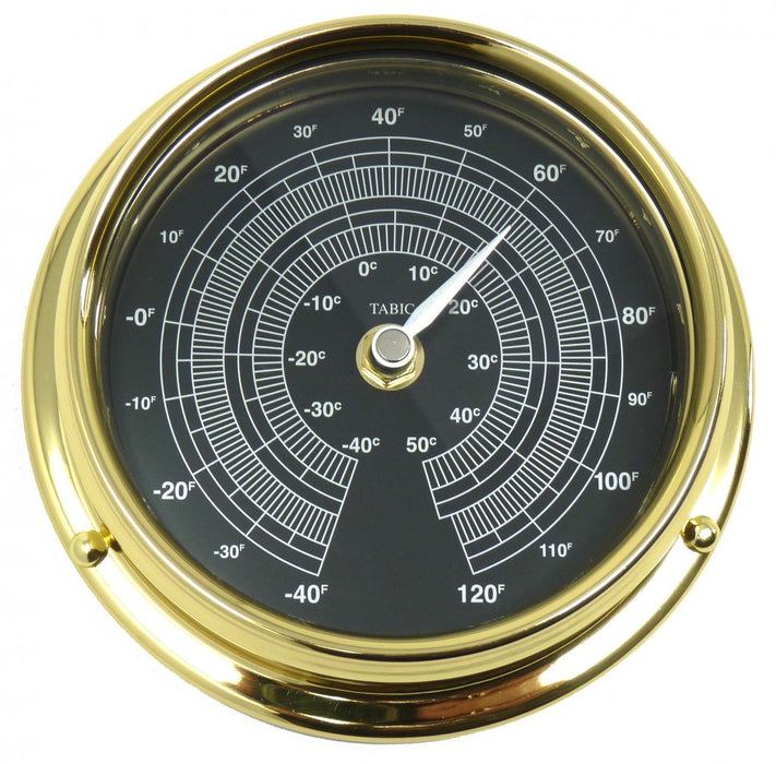 Weather Scientific Tabic Clocks Handmade Prestige Thermometer in Solid Brass with a Jet Black Dial. Tabic Clocks