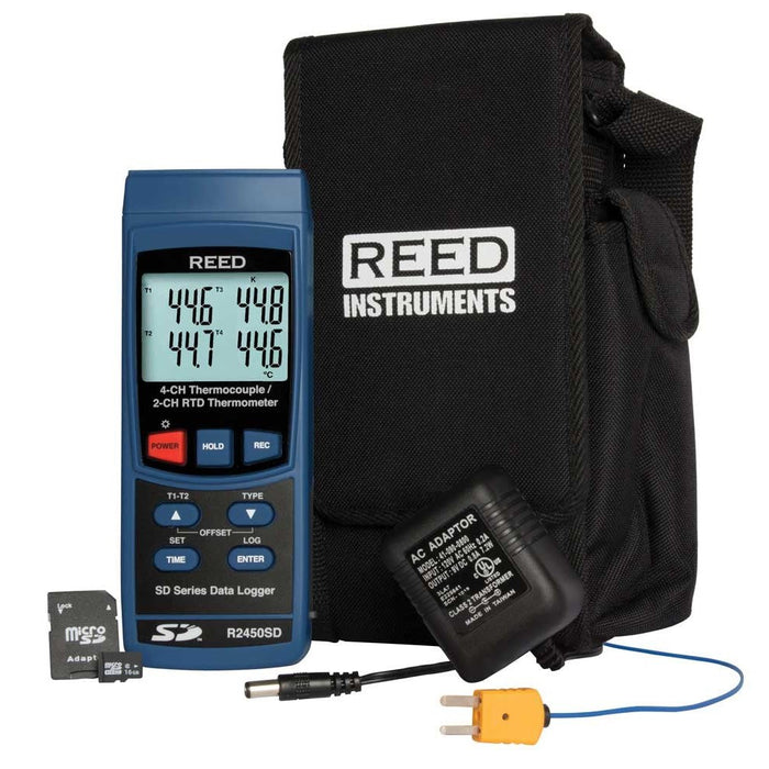 Weather Scientific REED R2450SD-KIT Data Logging Thermometer with Power Adapter and SD Card Reed Instruments