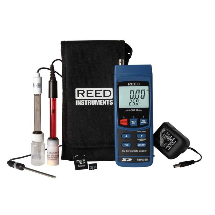 Weather Scientific REED R3000SD-KIT3 Data Logging pH/ORP Meter with Electrodes, Temperature Probe, SD Card and Power Adapter Reed Instruments
