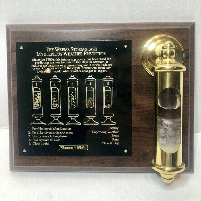 Weather Scientific Weems & Plath Brass or Chrome Stormglass & Plaque Set 200SET Weems & Plath