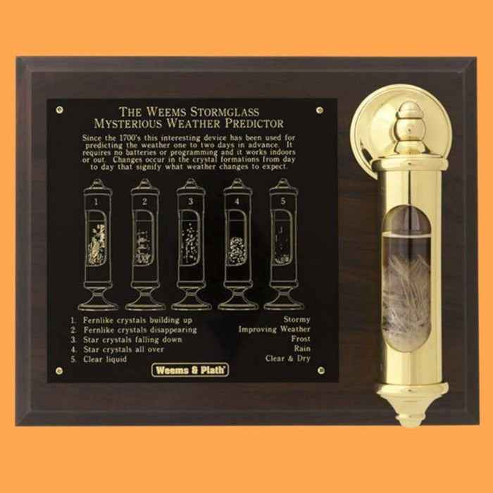 Weather Scientific Weems & Plath Brass or Chrome Stormglass & Plaque Set 200SET Weems & Plath