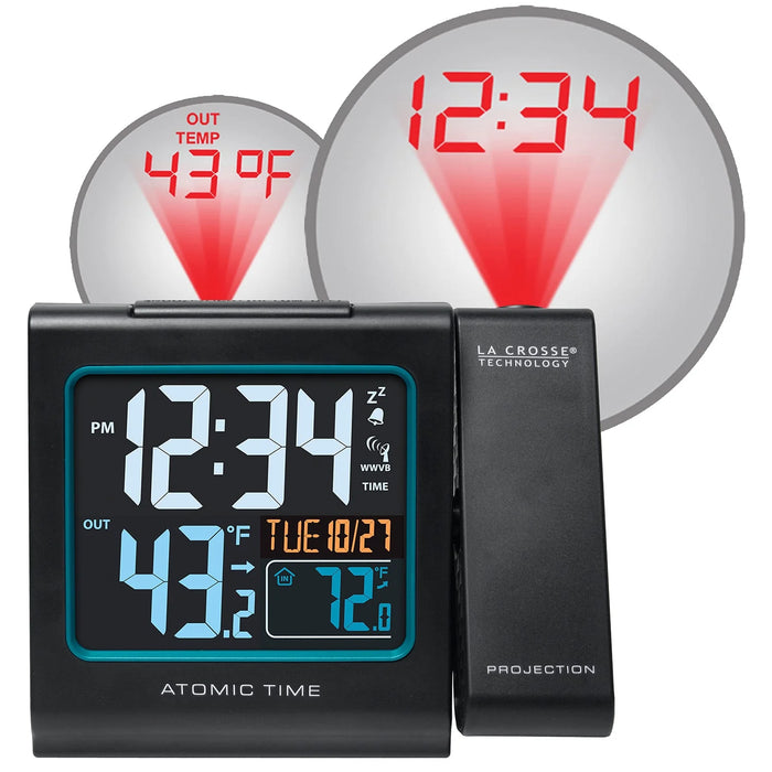 La Crosse Technology 616-146V4 Atomic Projection Alarm Clock with In/Out Temperature