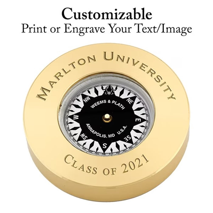 Weems & Plath Brass Compass Chart Weight Customizable Engrave by Weather Scientific