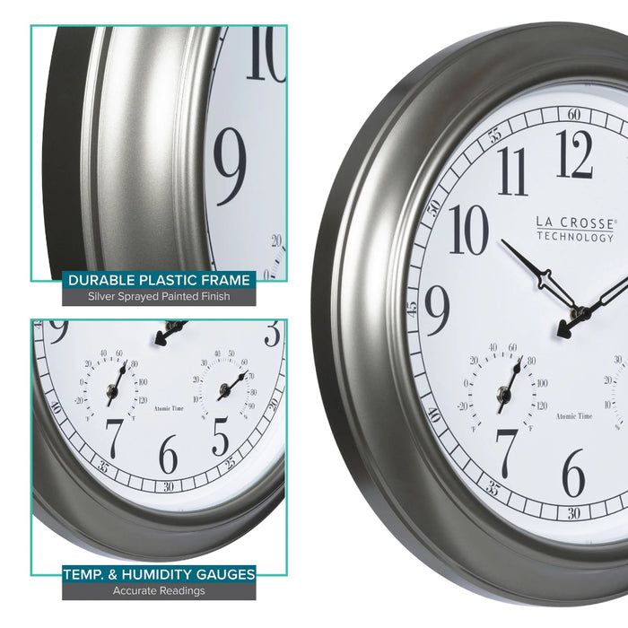 La Crosse Technology 404-00237 18-inch Atomic Outdoor Clock with Temp and Humidity 
