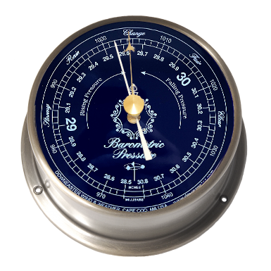 Weather Scientific Downeaster Barometer Blue 3060B silver nickel case