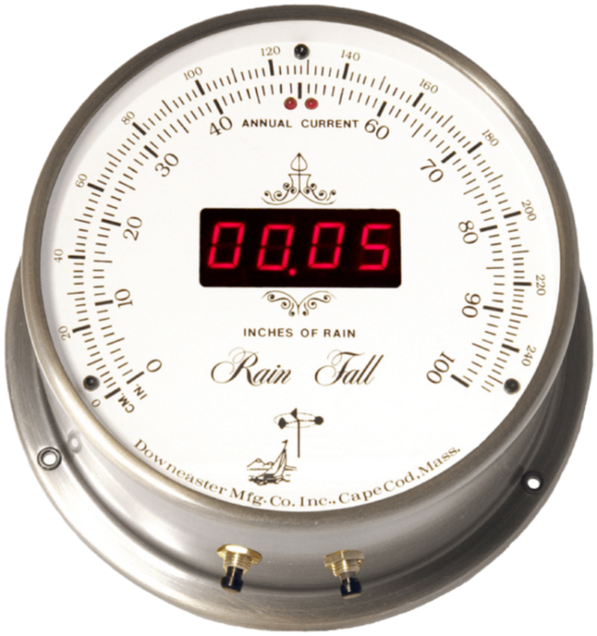 Weather Scientific Downeaster Rainfall rain gauge White face 3050 nickel case