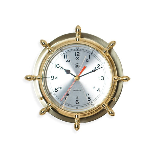 Weather Scientific Bey-Berk Lacquered Brass Ship's Wheel Quartz Clock with Beveled Glass SQ502 Bey-Berk 