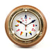 Weather Scientific Bey-Berk Lacquered Brass Porthole Quartz Clock with Nautical Flags Dial Face on Oak Wood SQ517 Bey-Berk 