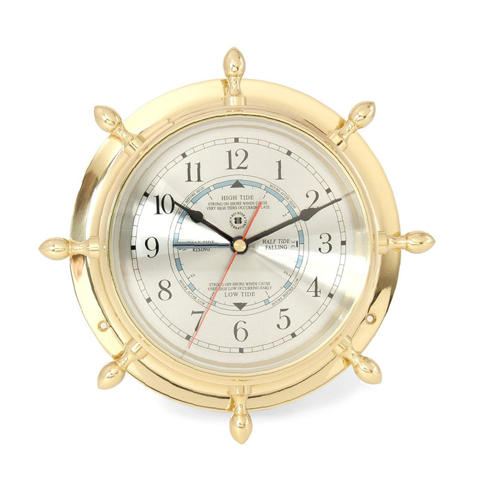 Weather Scientific Bey-Berk Lacquered Brass Ship's Wheel Tide & Time Quartz Clock SQ562 Bey-Berk 