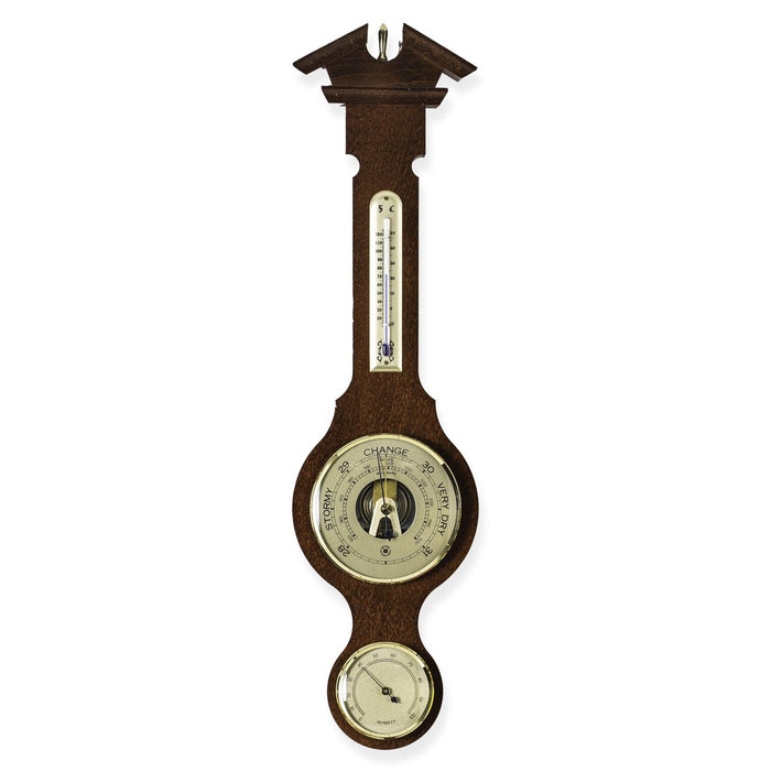 Weather Scientific Bey-Berk WS014 Banjo Weather Station with Barometer, Thermometer and Hygrometer on Walnut Wood Bey-Berk 