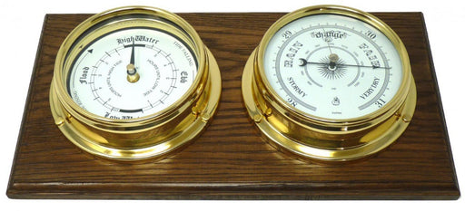Weather Scientific Tabic Clocks Handmade Solid Brass Tide Clock and Traditional Barometer Mounted on a Double English Oak Wall  Mount Tabic Clocks 