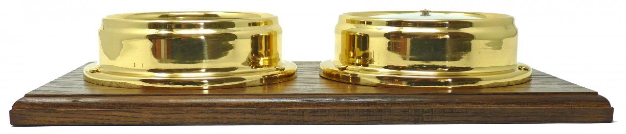 Weather Scientific Tabic Clocks Handmade Solid Brass Thermometer and Barometer Mounted on a Double English Oak Wall Mount Tabic Clocks 