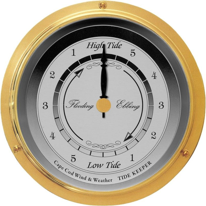 Weather Scientific Cape Cod Wind & Weather 'Tide Keeper', CCTK Cape Cod Instruments Tide Clock brass case white dial