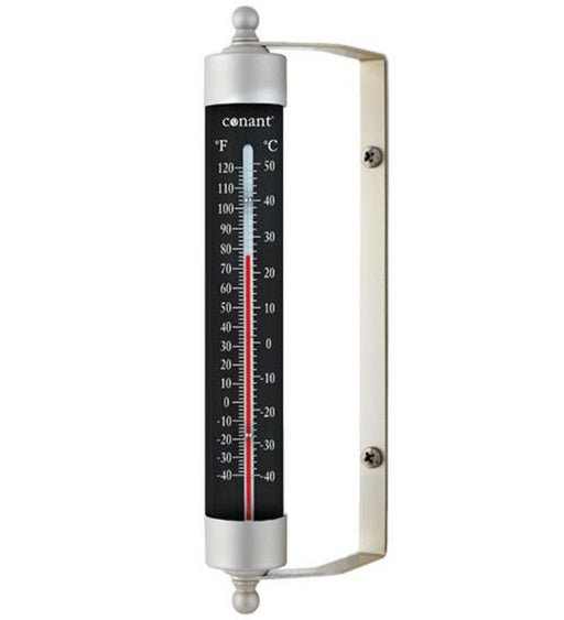 Weather Scientific Conant Collections Décor High Contrast Black Indoor/Outdoor 7" Thermometer (Satin Nickel) Conant Collections 