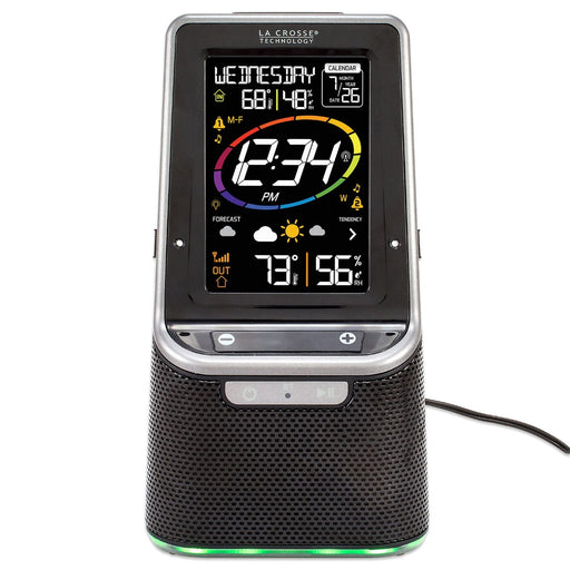 Weather Scientific LaCrosse Technology S86842 Wireless Weather Station with Bluetooth Speaker and Atomic Time front profile