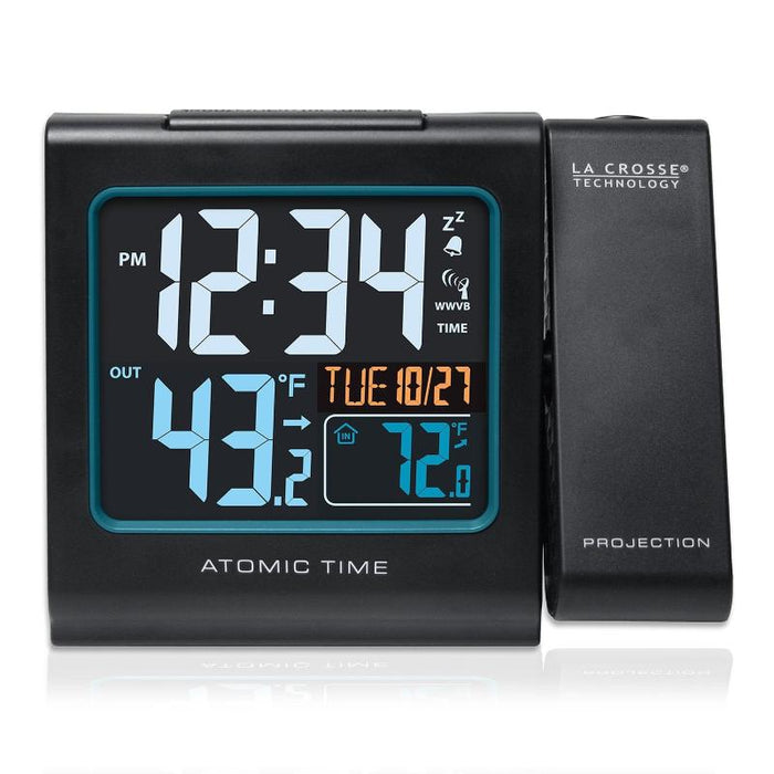 Weather Scientific LaCrosse Technology 616-146V3 Atomic Projection Alarm Clock with Indoor/Outdoor Temperature front profile