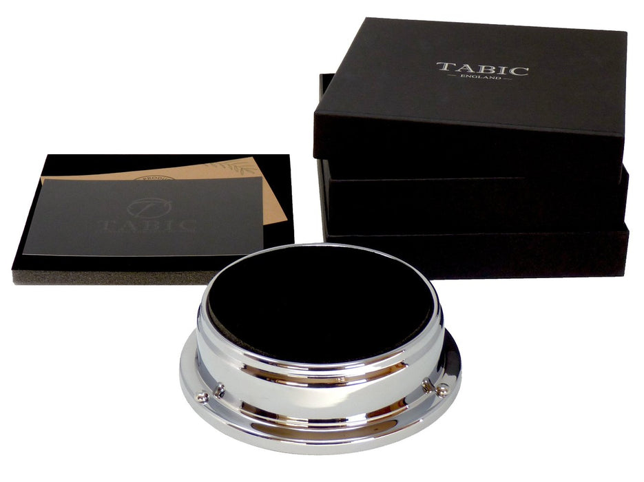 Weather Scientific Tabic Clocks Handmade Prestige Roman Clock in Chrome with Jet Black Dial Mounted on an English Oak Mantel/Display Mount with gift box