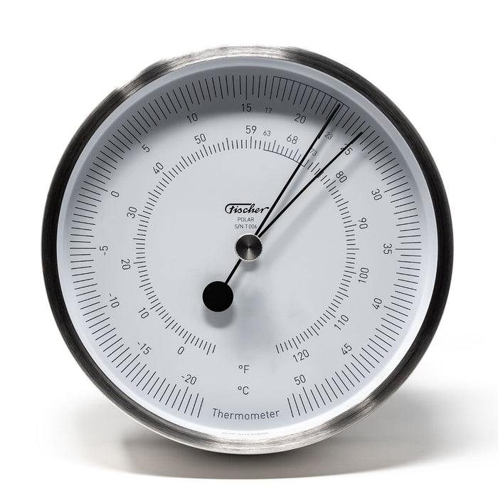 Weather Scientific The Fischer Thermometer 1608T silver case white dial