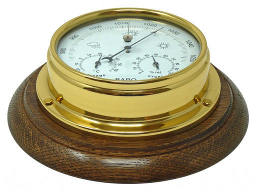 Weather Scientific Tabic Clocks Handmade Solid Brass Barometer/Thermometer/Hygrometer on an English Oak Wall Mount Tabic Clocks 