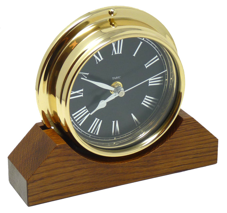 Weather Scientific Tabic Clocks Handmade Solid Brass Roman Clock Mounted on an English Oak Mantel/Display Mount Tabic Clocks 