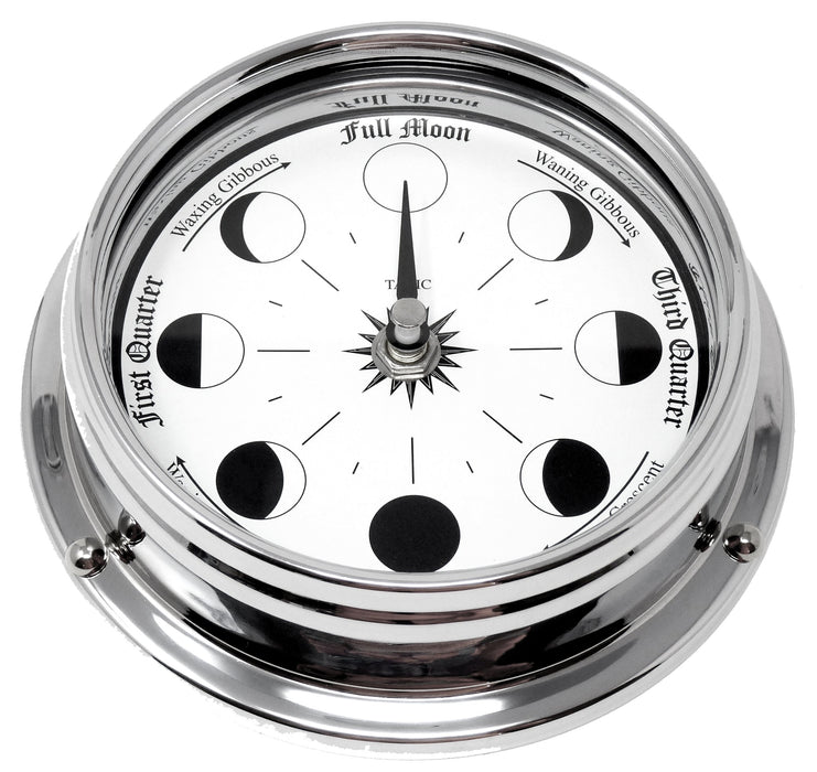 Weather Scientific Tabic Clocks Handmade Moon Phase Clock In Chrome With White Dial C-MN-WHT Tabic Clocks 