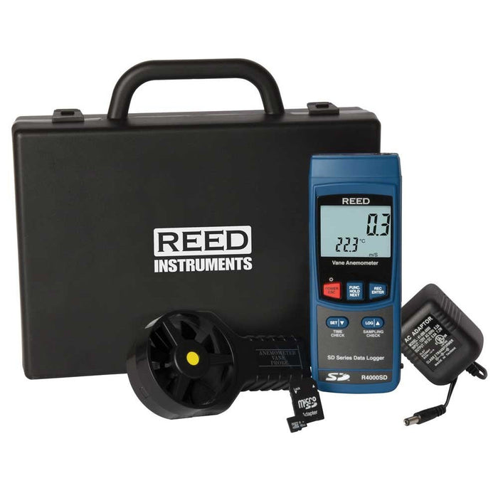 Weather Scientific REED R4000SD-KIT Data Logging Vane Thermo-Anemometer with Power Adapter and SD Card Reed Instruments